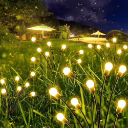 Solar Garden Lights - 4 Pack 12 LED Solar Firefly Lights with 2 Lighting Mode, Sway by Wind, Waterproof Solar Decorative Lights, Solar Outdoor Lights for Yard Patio Walkway Decoration, Warm White