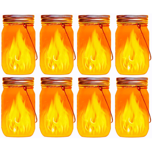 Hanging Solar Mason Jar Lantern Lights,8 Pack Solar Garden Lights for Outdoor Patio Party Garden Wedding Decor Solar Lanterns Light(Mason Jars/Handles Included)
