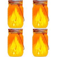 Aikeve Solar Mason Jar Lantern Lights ,4 Pack LED Outdoor Solar Garden Light,Solar Lanterns for Outdoor Patio Party Garden Wedding Christmas Decor Lights(Mason Jars/Handles Included)