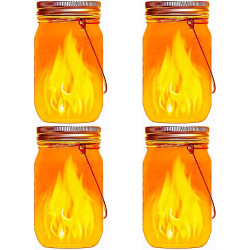 Aikeve Solar Mason Jar Lantern Lights ,4 Pack LED Outdoor Solar Garden Light,Solar Lanterns for Outdoor Patio Party Garden Wedding Christmas Decor Lights(Mason Jars/Handles Included)