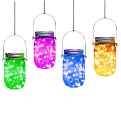 Aikeve Solar Mason Jar Lights,4 Pack 30 Led Starry Fairy String Hanging Jar Lights,Solar Lanterns